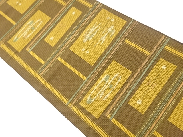 Nagoya obi woven with an abstract pattern in horizontal rows
